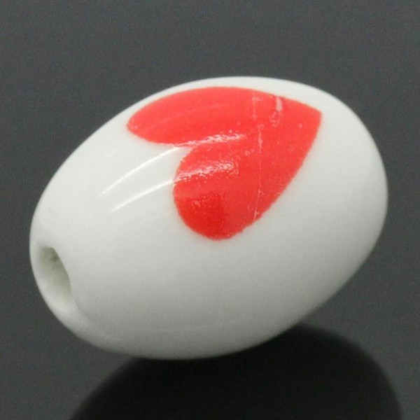 Perle En Céramique X1 Coeur Rouge 18x14mm Vendue À L'unité - Photo n°1