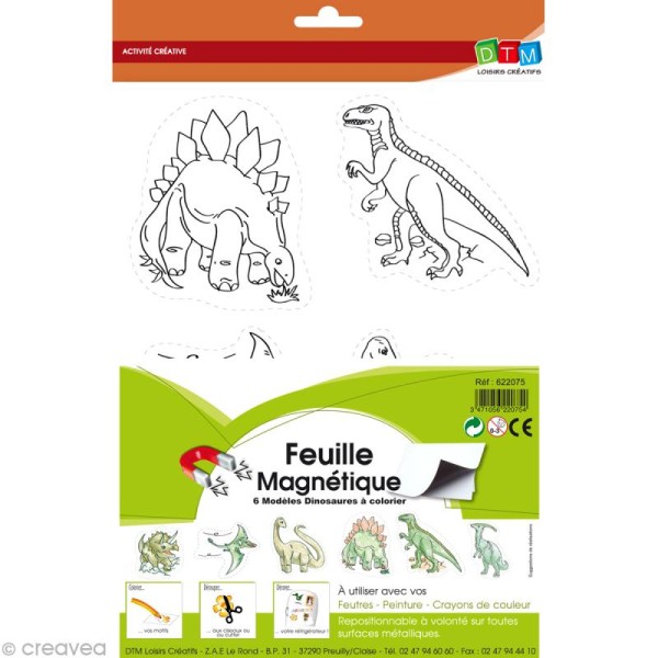 Feuille magnétique à découper - Dinosaures - 1 feuille A4 - Photo n°1