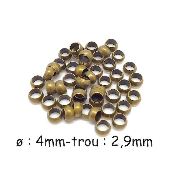 75 Perles À Écraser Bronze En Métal 4mm - Photo n°3