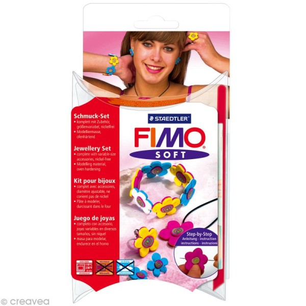 Kit fimo bijoux Flowers - 4 Fimo Soft - Photo n°1