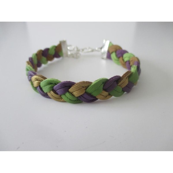 Kit bracelet suédine faux cuir vert doré et violet - Photo n°1
