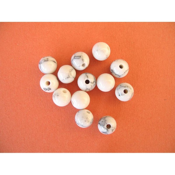 30 Perles pierre imitation turquoise blanc 6mm - Photo n°1
