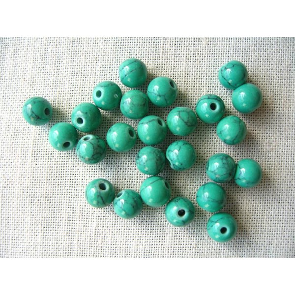 30 Perles pierre imitation turquoise vert 6mm - Photo n°1