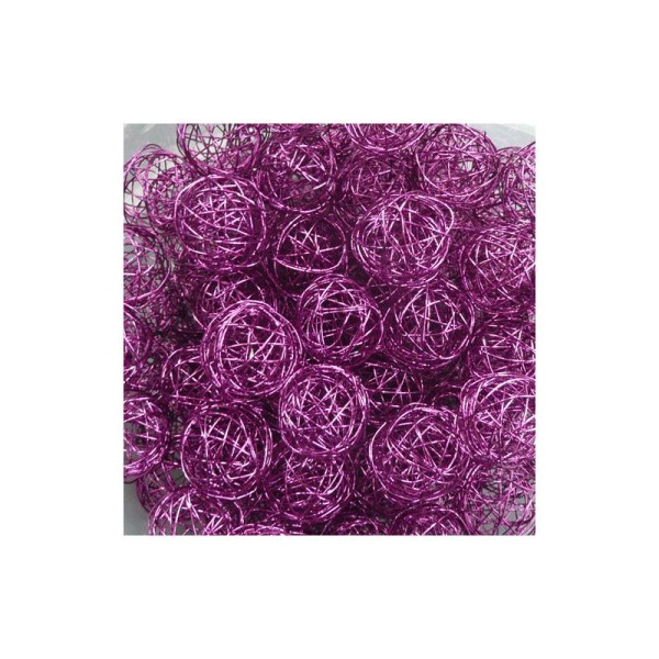Petites boules violettes en fil de fer . Vendues par 3, diamètre:3cm - Photo n°3