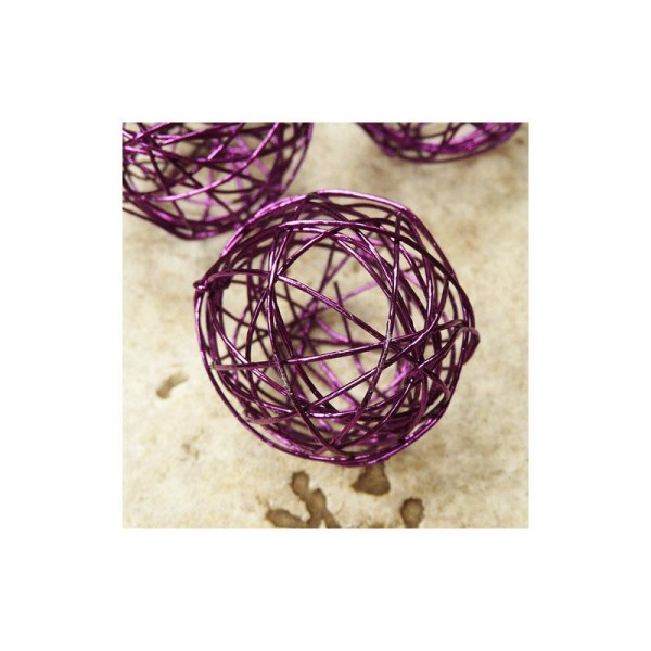 Petites boules violettes en fil de fer . Vendues par 3, diamètre:3cm - Photo n°1