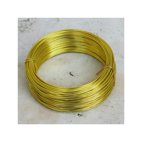 Fil aluminium jaune d'or.  diamètre 2 mm - vendu au mètre - Photo n°1