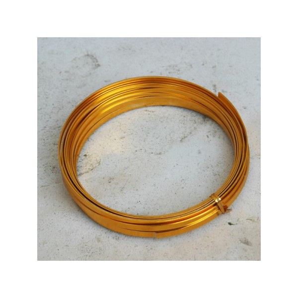 Fil métallique plat couleur gold. 5 mm de large 1 mm d'épaisseur - vendu au mètre - Photo n°1
