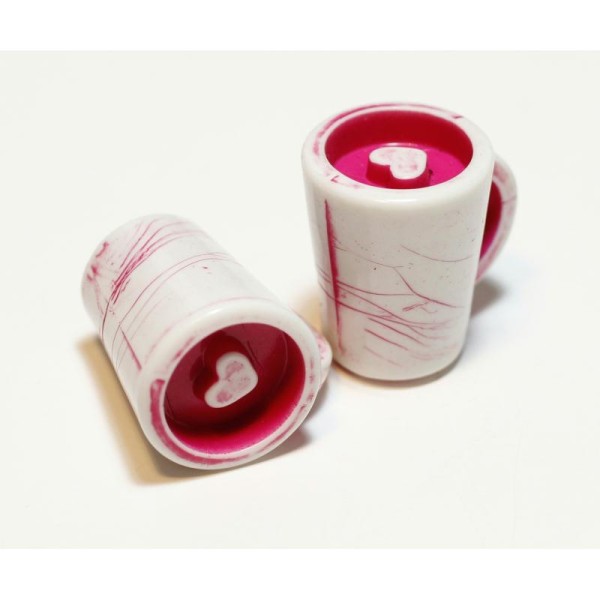 Mini Pendentif Mug / Tasse Café 20mm - Fuchsia - Créations Gourmandes - Photo n°1