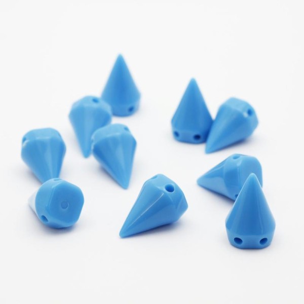 Perles Rivets X10 Bleu Spike En Résine - 10x15mm - Photo n°1