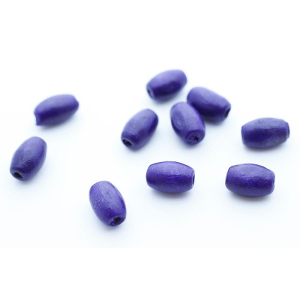 Perles En Bois X10 Olives Couleur Violet 7x4mm - Photo n°1