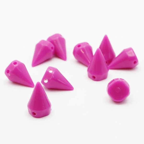 Perles Rivets X10 Violet Spike En Résine - 10x15mm - Photo n°1