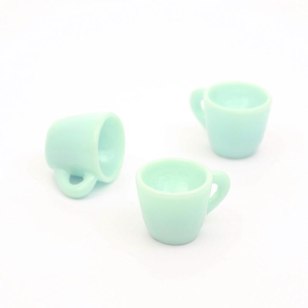 Pendentifs X3 Mugs Tasses À Café 18Mm, Bleu Ciel, Lot De 3 Breloques - Photo n°1