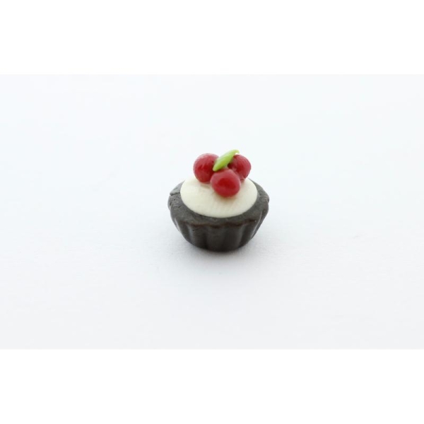 Cupcake Miniature Fimo 1cm Noir - Création Gourmande Pâte Polymère - Photo n°1