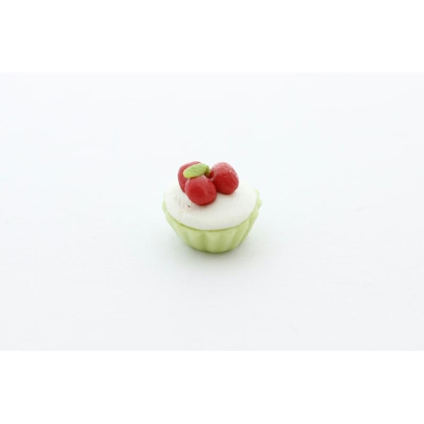 Cupcake Miniature Fimo 1cm Vert - Création Gourmande Pâte Polymère - Photo n°1