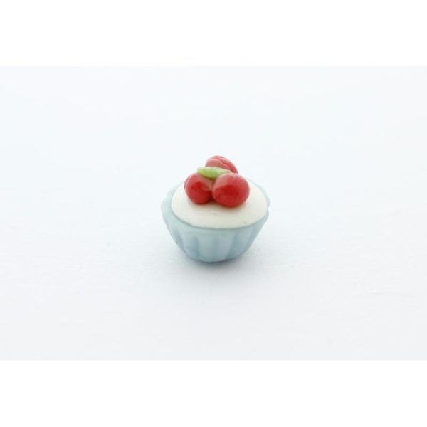 Cupcake Miniature Fimo 1cm Bleu - Création Gourmande Pâte Polymère - Photo n°1