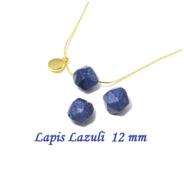X2 Perles En Lapis Lazuli  - 12x12 Mm - Forme Géométrique Octogonale - Photo n°1