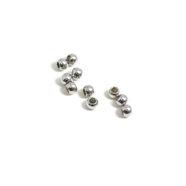 Perles Rondes Acier Inoxydable X20 Pcs Platine 3x2mm - Photo n°1