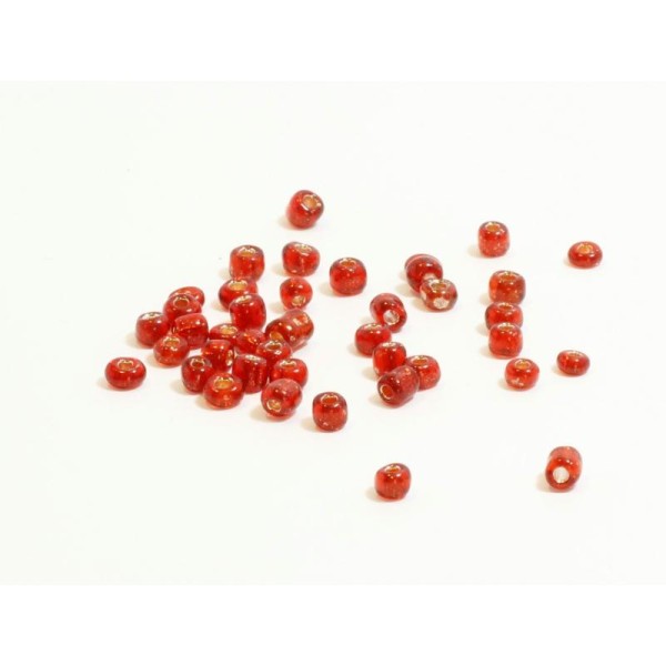 Lot 15g Perles Rondes En Verre Rouge 4x3,5mm - Photo n°1