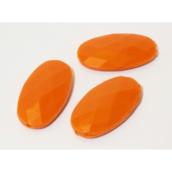 X3 Perles 35x20x7mm Oranges À Facettes - Création De Bijoux - Photo n°1