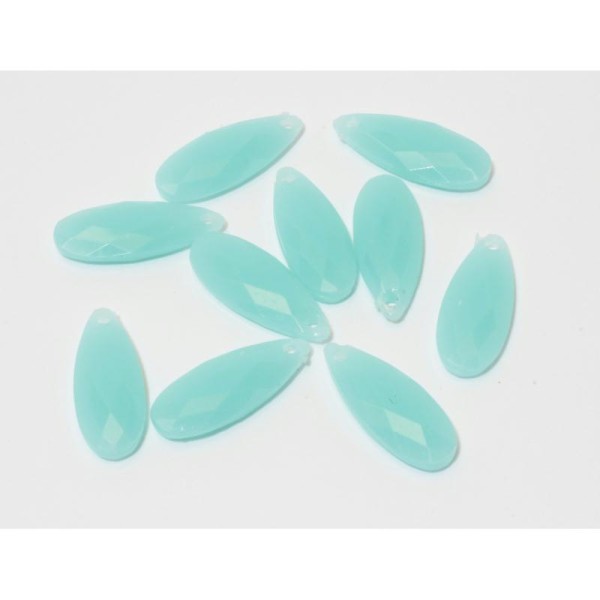 X10 Perles Larmes Turquoise À Facettes En Acrylique - Photo n°1