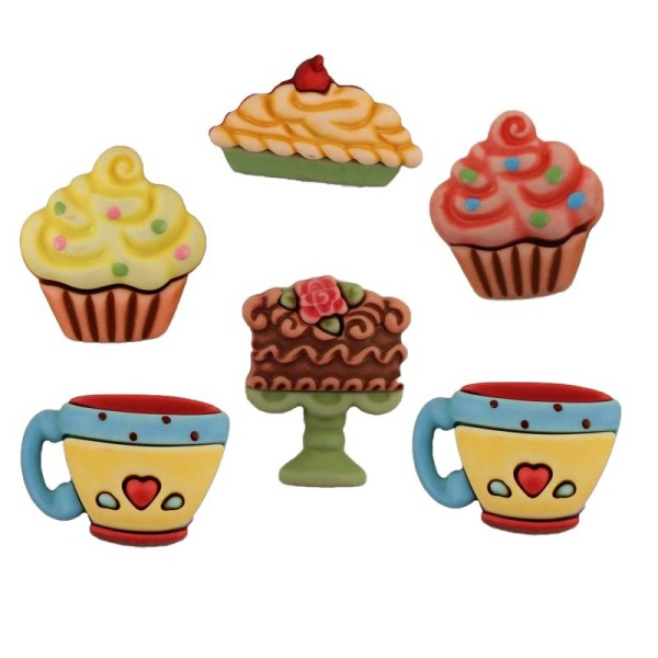 6 boutons fantaisies scrapbooking décoration SWEET DELICE - Photo n°1