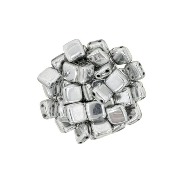 30 perles Tile 6mm CzechMates SILVER - Photo n°1