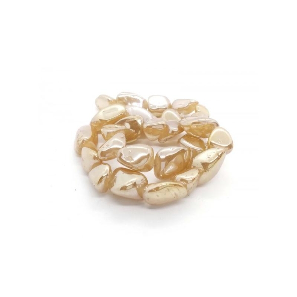 3x Perles Nuggets Quartz Galvanisé 13x24mm env. pierre naturelle SOIE NACREE - Photo n°1