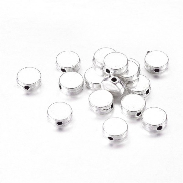 10x Perles Intercalaires Palets Ronds en metal 7mm ARGENTE - Photo n°2
