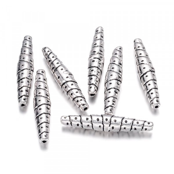 5x Perles Tubes en metal 25x5mm ARGENTE - Photo n°2