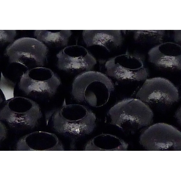 R-20g Environ 80 Perles Métallique Ronde Noire Pour Cordon Cuir 2,5mm - Photo n°2