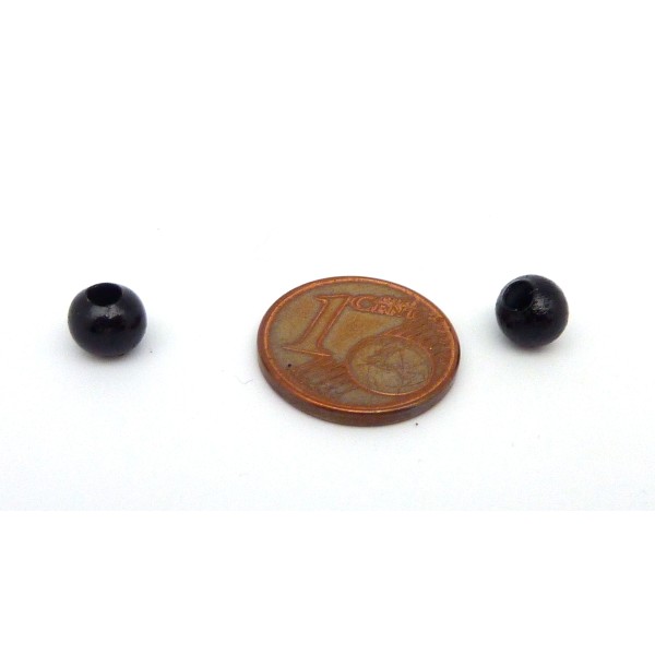 R-20g Environ 80 Perles Métallique Ronde Noire Pour Cordon Cuir 2,5mm - Photo n°3
