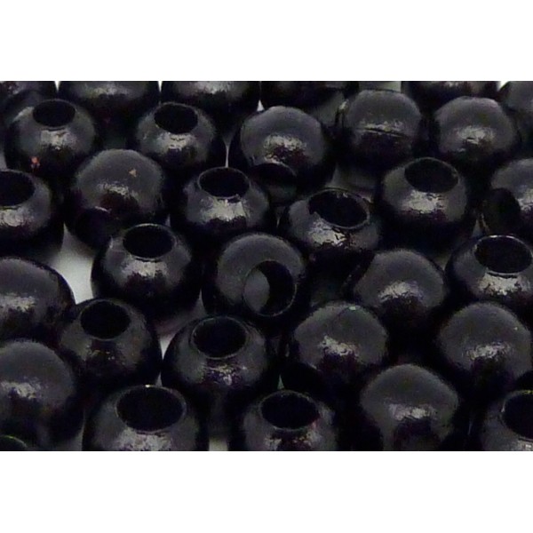 R-20g Environ 80 Perles Métallique Ronde Noire Pour Cordon Cuir 2,5mm - Photo n°1