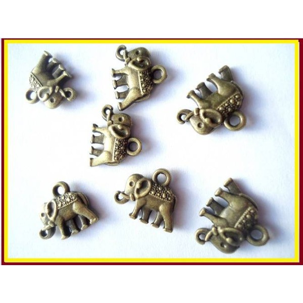 LOT 10 Breloques pendentifs Eléphant en métal - Photo n°2