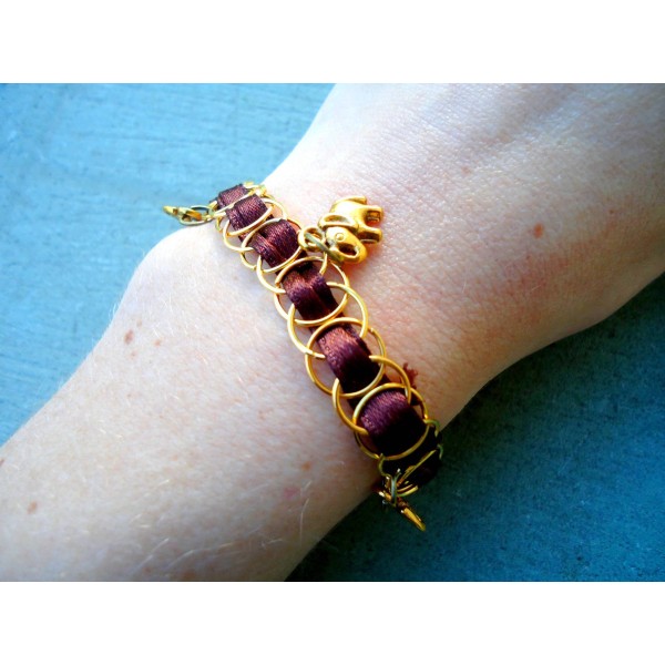 KIT DIY bracelet en métal marron et or - Photo n°2