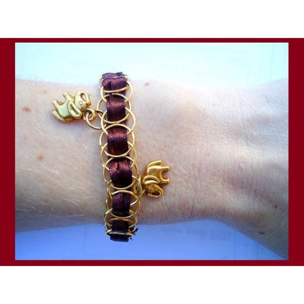 KIT DIY bracelet en métal marron et or - Photo n°3