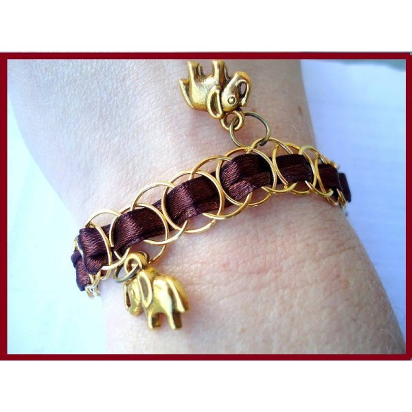 KIT DIY bracelet en métal marron et or - Photo n°1