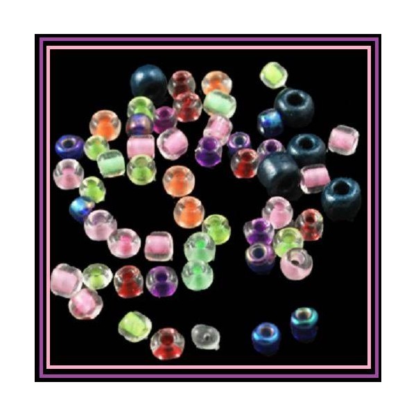 100 perles de petites rocaille en verre MULTICOLORES - Photo n°1