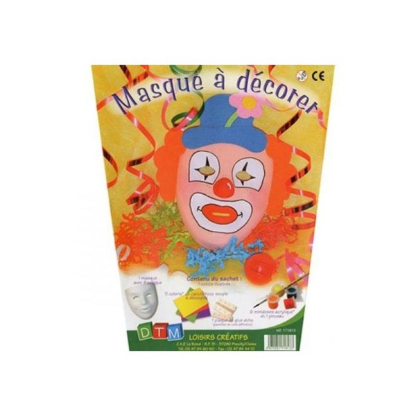 Masque pour enfant à décorer - Clown - Photo n°1