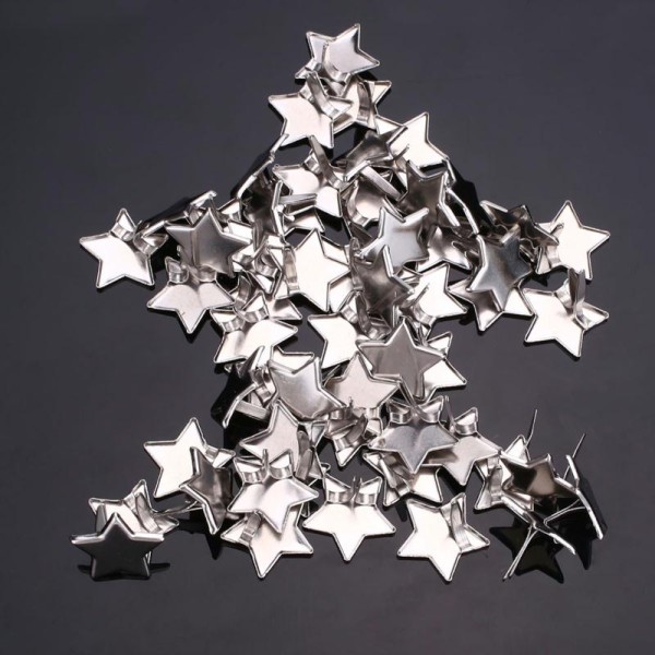 20 Brads étoiles argentées 14 mm attaches parisiennes - Photo n°2