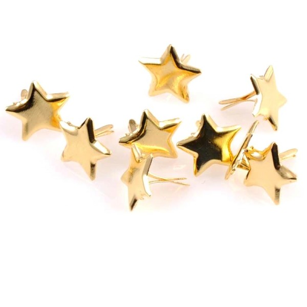 20 Brads étoiles dorées 14 mm attaches parisiennes - Photo n°1