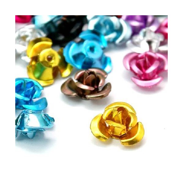 LOT de Perles Fleurs en aluminium coloré - Photo n°1