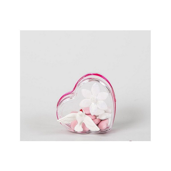 Boite séparable en plastique transparent forme Cœur, 8,5 x 7,5 cm, contenant pour dragées - Photo n°2