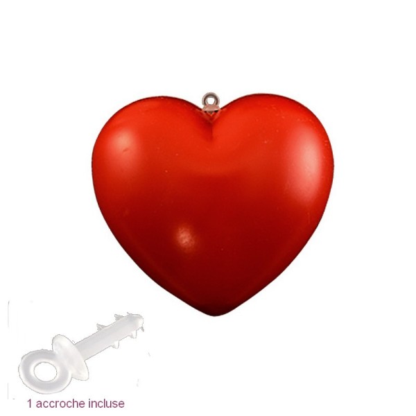 Coeur Rouge en plastique non séparable, 9,5 x 8 cm, avec accroche à suspendre, déco romantique - Photo n°2