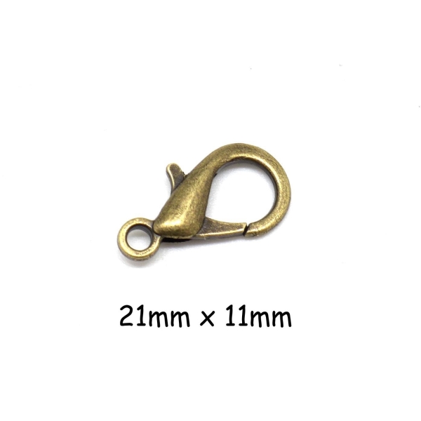 5 Fermoirs Mousqueton Bronze En Métal 21mm X 11mm - Photo n°1