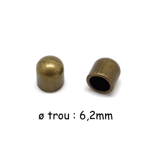 10 Perles Embout Tube De Finition Pour Cordon Cuir De 6mm En Métal Couleur Bronze - Photo n°1