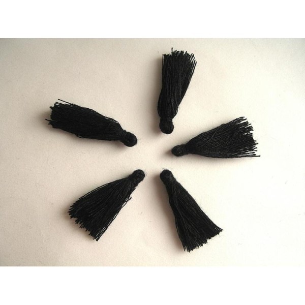 3 Pompons en coton noir 25mm - Photo n°1
