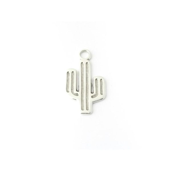 Cactus métal argenté 18x27 mm - Photo n°1