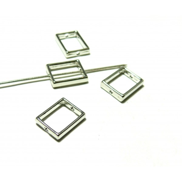 PAX 10 perles METAL intercalaires Cadre Rectangle 15mm Argent Platine S1199381 - Photo n°1
