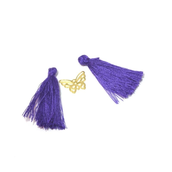 2 Pompons Violet  2,5 -3 Cm - Pour Bijoux, Couture Ou Déco - Photo n°1