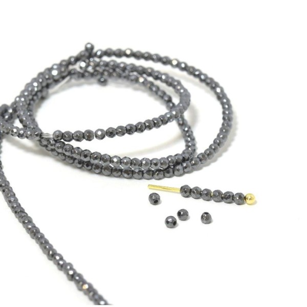 20 Perles Noires À Facettes En Hématite Synthétique - Forme Géométrique Octogonale - Photo n°2